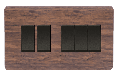 SCINTILLA 16Amp. 5Gang 1Way Switch B/Matte with Kumbuk Surround