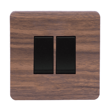 SCINTILLA 16Amp. 2Gang 2Way Switch B/Matte with Kumbuk Surround
