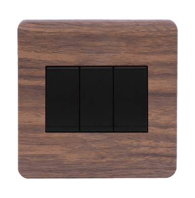 SCINTILLA 16Amp. 3Gang 2Way Switch B/Matte with Kumbuk Surround