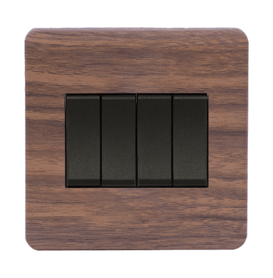 SCINTILLA 16Amp. 4Gang 2Way Switch B/Matte with Kumbuk Surround