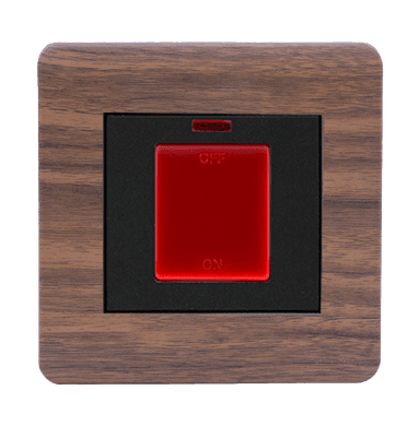 SCINTILLA 45Amp. Double Pole Switch with Indicator + Earth Bar B/Matte with Kumbuk Surround