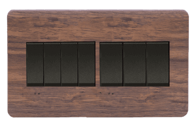 SCINTILLA 16Amp. 7Gang 1Way Switch B/Matte with Kumbuk Surround