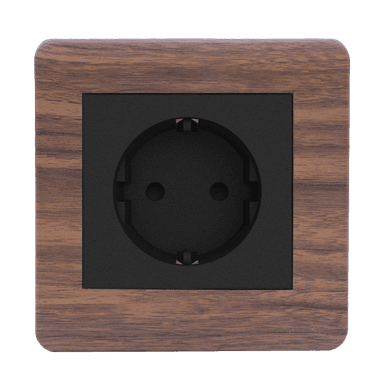 SCINTILLA 16Amp. Schuko Socket Outlet B/Matte with Kumbuk Surround
