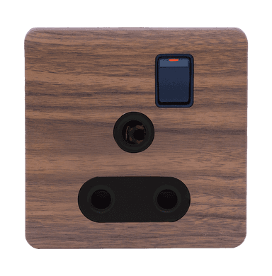 SCINTILLA 15Amp. Single Switched Socket Outlet B/Matte with Kumbuk Surround