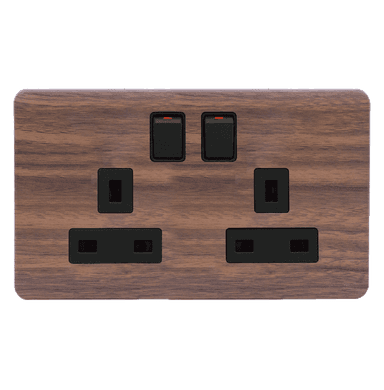 SCINTILLA 13Amp. Twin Switched Socket Outlet B/Matte with Kumbuk Surround