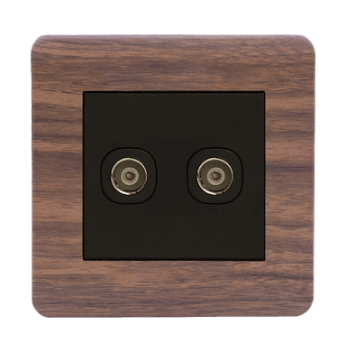 SCINTILLA 2Gang TV Co-Axial Outlet (75Ohm) B/Matte with Kumbuk Surround