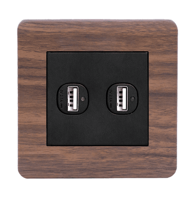 SCINTILLA 2.1Amp. 2Gang Type-A USB Charger Outlet B/Matte with Kumbuk Surround