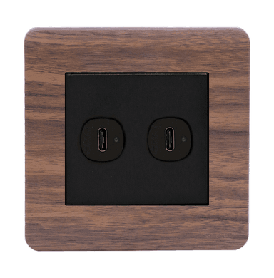 SCINTILLA 2.1Amp. 2Gang Type-C USB Charger Outlet B/Matte with Kumbuk Surround