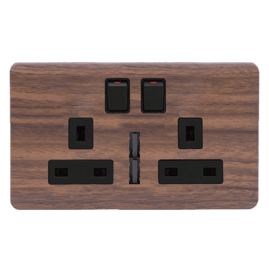 SCINTILLA 13Amp. Twin Multi Switched Socket Outlet with Indicator + 4.2Amp. Twin USB B/Matte with Kumbuk Surround