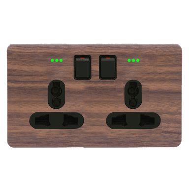 SCINTILLA 13Amp. Twin Multi Switched Socket Outlet with Indicator B/Matte with Kumbuk Surround