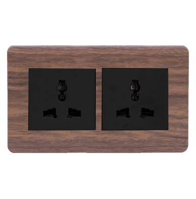 SCINTILLA 13Amp. Twin Multi Unswitched Socket Outlet B/Matte with Kumbuk Surround