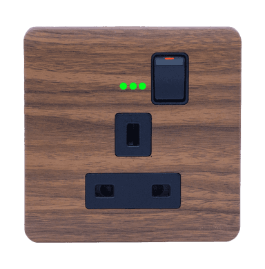 SCINTILLA 13Amp. Single Switched Socket Outlet with Indicator B/Matte with Kumbuk Surround