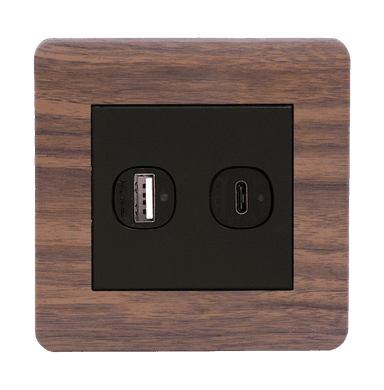 SCINTILLA 2.1Amp Type A + Type-C USB Charger Outlet B/Matte with Kumbuk Surround