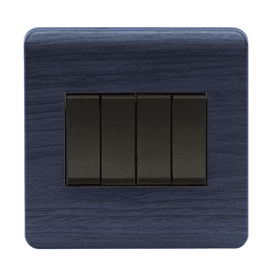 SCINTILLA 16Amp. 4Gang 1Way Switch B/Matte with Kaluwara Surround