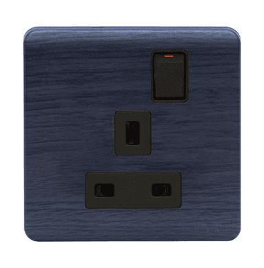 SCINTILLA 13Amp. Single Switched Socket Outlet B/Matte with Kaluwara Surround