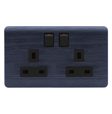 SCINTILLA 13Amp. Twin Switched Socket Outlet B/Matte with Kaluwara Surround