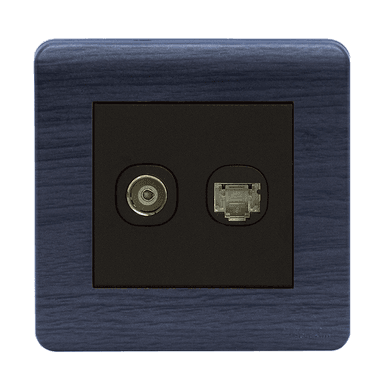 SCINTILLA 2Gang TV Co-Axial (75Ohm) + Data Outlet B/Matte with Kaluwara Surround