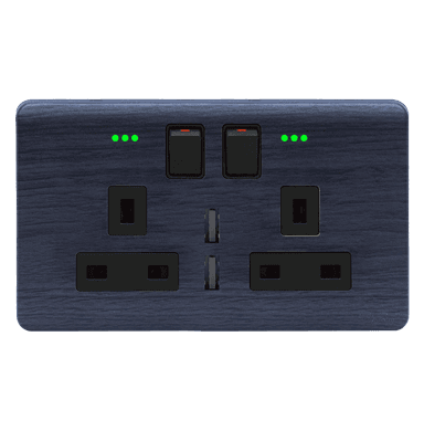 SCINTILLA 13Amp. Twin Switched Socket Outlet with Indicator + 4.2Amp. Type-A USB B/Matte with Kaluwara Surround