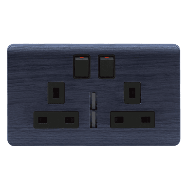 SCINTILLA 13Amp. Twin Multi Switched Socket Outlet with Indicator + 4.2Amp. Twin USB B/Matte with Kaluwara Surround