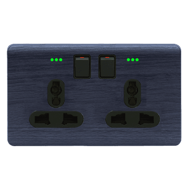 SCINTILLA 13Amp. Twin Multi Switched Socket Outlet with Indicator B/Matte with Kaluwara Surround
