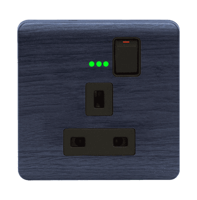 SCINTILLA 13Amp. Single Switched Socket Outlet with Indicator B/Matte with Kaluwara Surround