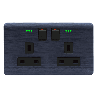 SCINTILLA 13Amp. Twin Switched Socket Outlet with Indicator B/Matte with Kaluwara Surround