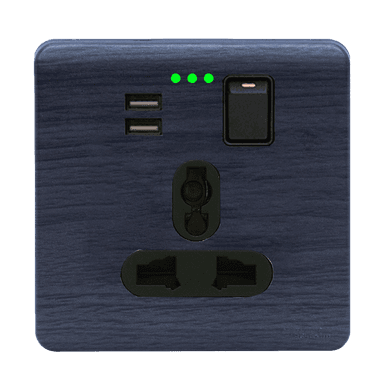 SCINTILLA 13Amp. Single Multi Switched Socket Outlet with Indicator + 3.4Amp. Type-A  USB B/Matte with Kaluwara Surround
