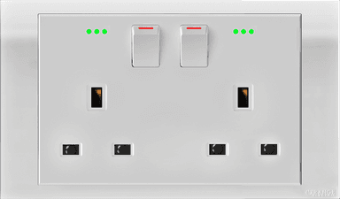 AKOYA 13Amp. Twin Switched Socket Outlet with Indicator White with White Surround