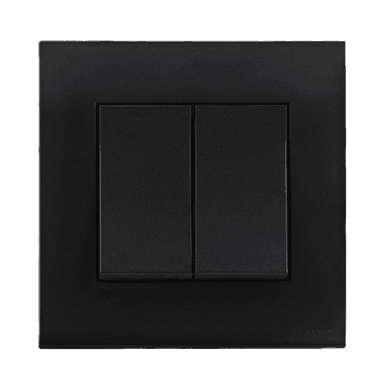 AKOYA 16Amp. 2Gang 1Way Switch B/Matte with B/Matte Surround