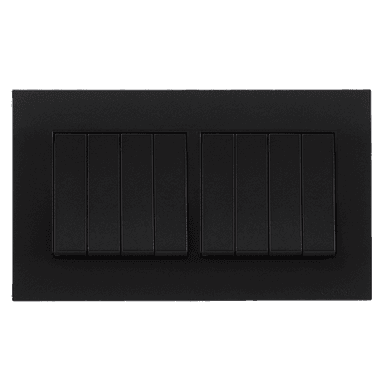 AKOYA 16Amp. 8Gang 1Way Switch B/Matte with B/Matte Surround