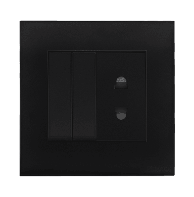 AKOYA 10Amp. 2Pin Single Socket Outlet + 2Gang Switches B/Matte with B/Matte Surround