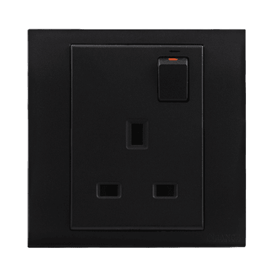 AKOYA 13Amp. Single Switched Socket Outlet B/Matte with B/Matte Surround