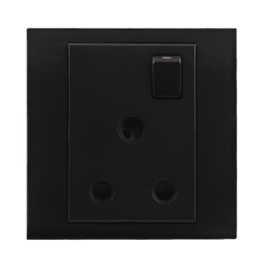 AKOYA 15Amp. Single Switched Socket Outlet B/Matte with B/Matte Surround