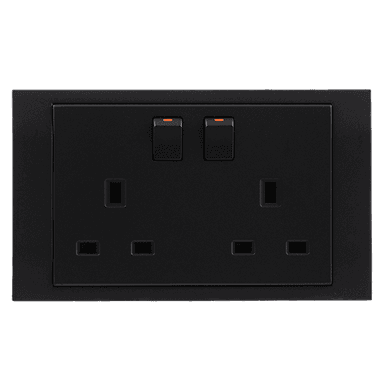 AKOYA 13Amp. Twin Switched Socket Outlet B/Matte with B/Matte Surround