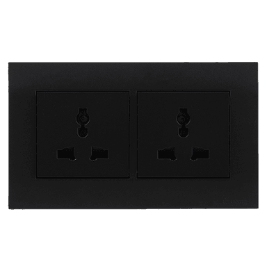 AKOYA 13Amp. Twin Multi Unswitched Socket Outlet B/Matte with B/Matte Surround