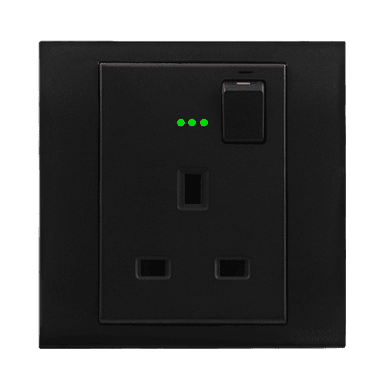 AKOYA 13Amp. Single Switched Socket Outlet with Indicator B/Matte with B/Matte Surround