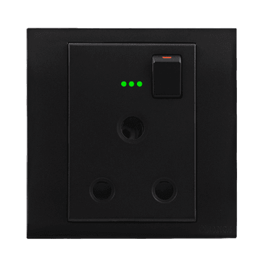 AKOYA 15Amp. Single Switched Socket Outlet with Indicator B/Matte with B/Matte Surround