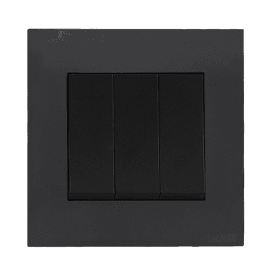 AKOYA 16Amp. 3Gang 1Way Switch B/Matte with GM/Matte Surround