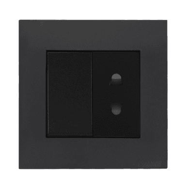 AKOYA 10Amp. 2Pin Single Switched Socket Outlet B/Matte with GM/Matte Surround