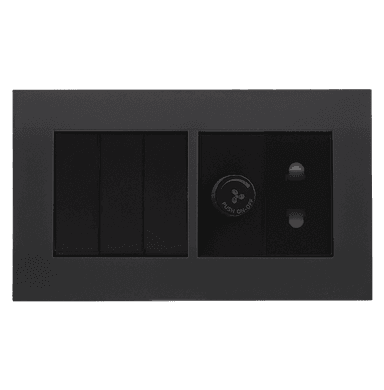 AKOYA 16Amp. 3Gang + Fan Controller + 2Pin Socket B/Matte with GM/Matte Surround