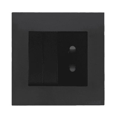 AKOYA 10Amp. 2Pin Single Socket Outlet + 2Gang Switches B/Matte with GM/Matte Surround