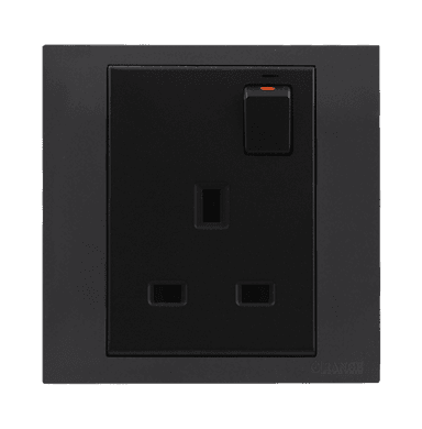 AKOYA 13Amp. Single Switched Socket Outlet B/Matte with GM/Matte Surround