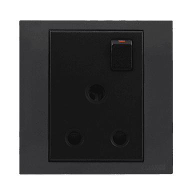 AKOYA 15Amp. Single Switched Socket Outlet B/Matte with GM/Matte Surround