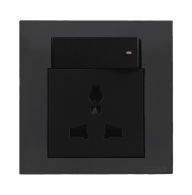 AKOYA 13Amp. Multi Socket Outlet with Mini Switch B/Matte with GM/Matte Surround