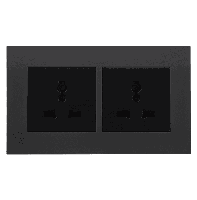 AKOYA 13Amp. Twin Multi Unswitched Socket Outlet B/Matte with GM/Matte Surround
