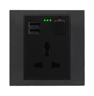 AKOYA 13Amp. Single Multy Switched Socket Outlet with Indicator + 3.4Amp. USB B/Matte with GM/Matte Surround