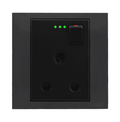 AKOYA 15Amp. Single Switched Socket Outlet with Indicator B/Matte with GM/Matte Surround