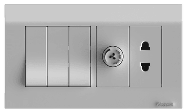 AKOYA 16Amp. 3Gang + Fan Controller + 2Pin Socket S/Matte with S/Matte Surround
