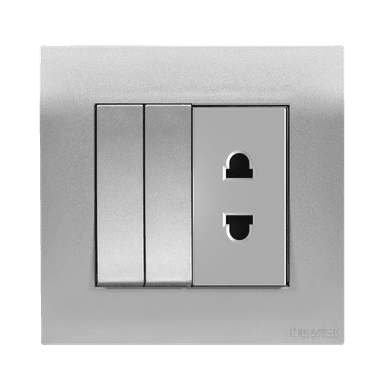 AKOYA 10Amp. 2Pin Single Socket Outlet + 2Gang Switches S/Matte with S/Matte Surround