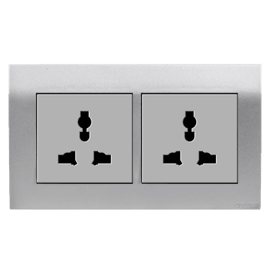 AKOYA 13Amp. Twin Multi Unswitched Socket Outlet S/Matte with S/Matte Surround
